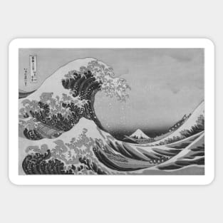 Black and White Japanese Great Wave off Kanagawa by Hokusai Sticker